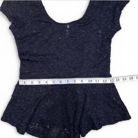 Sheer Black Lace Peplum Top - Picture 10 of 10